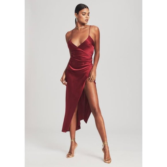 seroya burgundy dress Ser.o.ya Selma Crepe Mini Dress L
